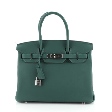 Birkin Handbag Malachite Togo with Palladium Hardware 30