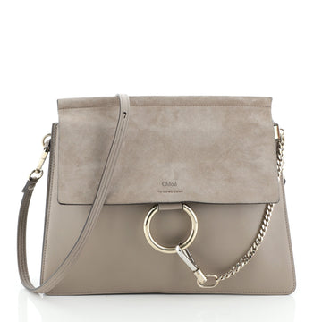 Faye Shoulder Bag Leather and Suede Medium
