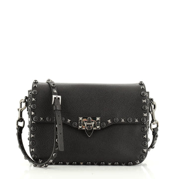 Rolling Rockstud Crossbody Bag Leather with Cabochons Medium