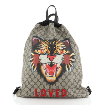 Drawstring Backpack Printed GG Coated Canvas Large