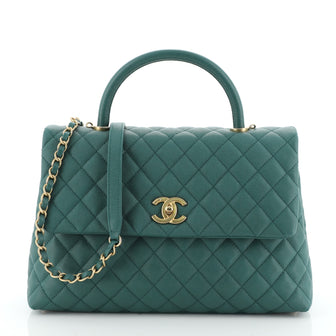 Coco Top Handle Bag Quilted Caviar Medium