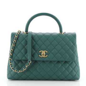 Coco Top Handle Bag Quilted Caviar Medium