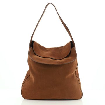 Double Top Flap Hobo Suede