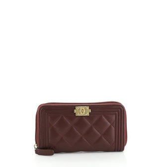 Boy Zip Around Wallet Quilted Lambskin Small