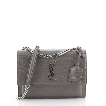 Sunset Crossbody Bag Crocodile Embossed Leather Medium