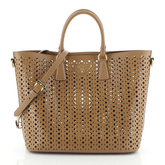 Convertible Open Tote Perforated Saffiano Leather Medium