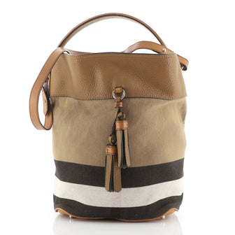 Burberry Susanna Tassel Hobo House Check Canvas Medium
