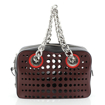 City Fori Chain Shoulder Bag Perforated Calfskin Small