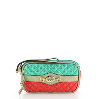 Gucci Trapuntata Wristlet Quilted Laminated Leather 