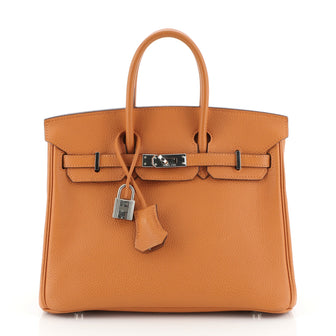 Birkin Handbag Potiron Togo with Palladium Hardware 25