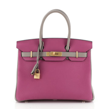 Birkin Handbag Bicolor Togo with Brushed Gold Hardware 30