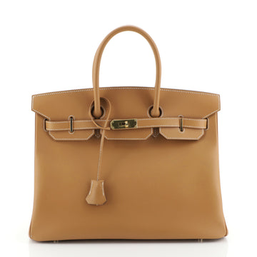 Birkin Handbag Brown Chamonix with Gold Hardware 35