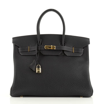 Birkin Handbag Bleu Indigo Buffalo Skipper with Gold Hardware 35