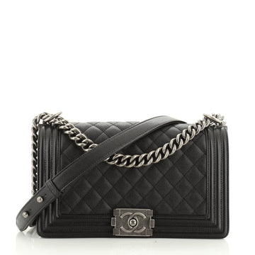 Boy Flap Bag Quilted Caviar Old Medium