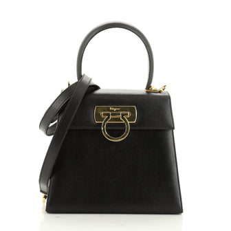 Salvatore Ferragamo Gancini Convertible Top Handle Bag Saffiano Leather Mini