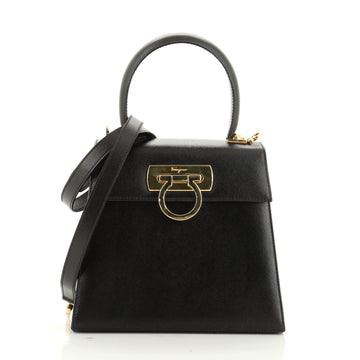 Salvatore Ferragamo Gancini Convertible Top Handle Bag Saffiano Leather Mini