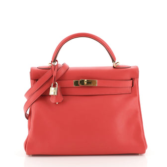 Kelly Handbag Rouge Vif Gulliver with Gold Hardware 32