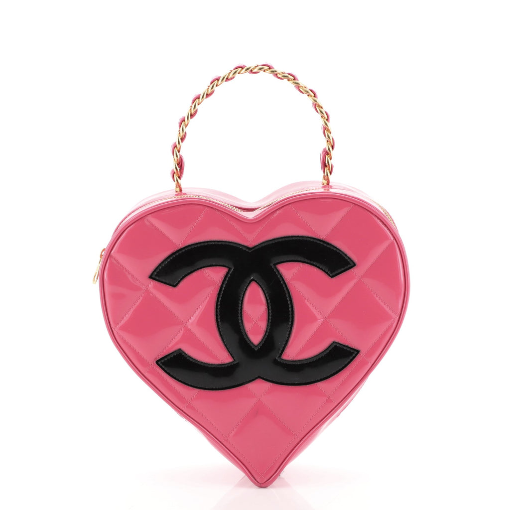 Chanel Vintage Heart Handle Bag Quilted Patent Pink 5072840