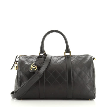 Vintage Diamond Stitch Boston Bag Quilted Lambskin Medium