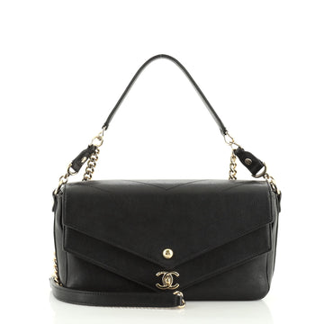 CC Envelope Flap Crossbody Chevron Calfskin Small