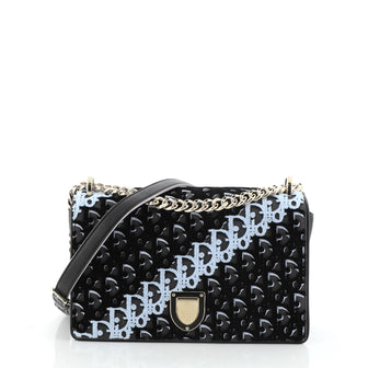 Christian Dior Diorama Flap Bag Oblique Velvet and Canvas Medium