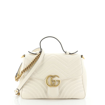 Gucci GG Marmont Top Handle Flap Bag Matelasse Leather Medium