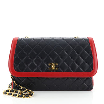Chanel Vintage Two-Tone CC Flap Bag Quilted Lambskin Medium