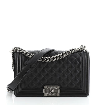 Boy Flap Bag Quilted Caviar Old Medium