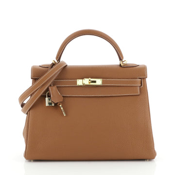 Kelly Handbag Gold Togo with Gold Hardware 32