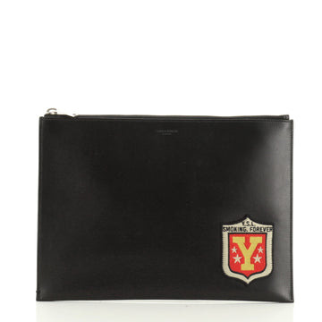 Zip Pouch Patch Embellished Leather Medium