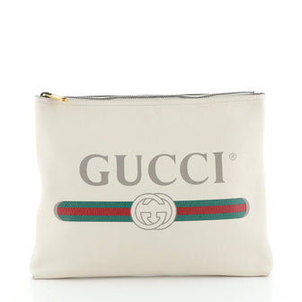 Logo Zip Pouch Printed Leather Medium