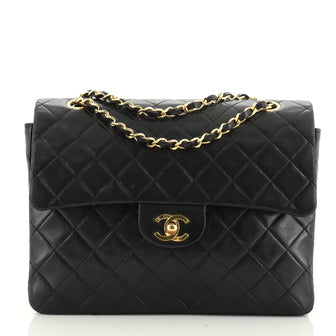 Vintage Square Classic Double Flap Bag Quilted Leather Medium