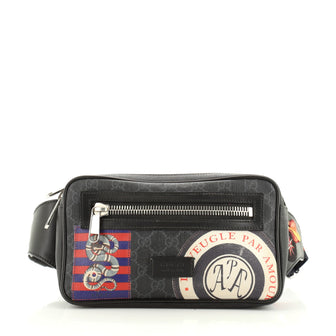 Night Courrier Waist Bag GG Coated Canvas with Applique