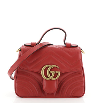 GG Marmont Top Handle Flap Bag Matelasse Leather Mini