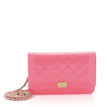 Boy Wallet on Chain Quilted Patent