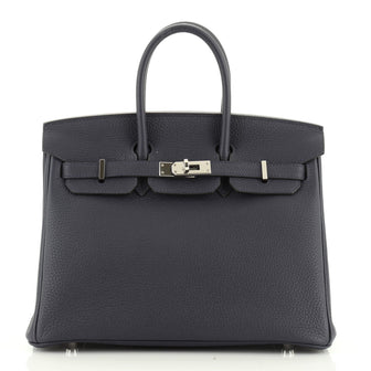 Birkin Handbag Bleu Nuit Togo with Palladium Hardware 25