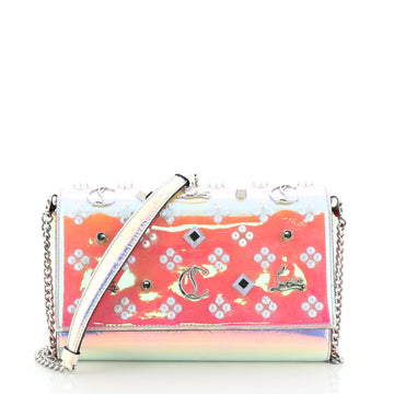 Christian Louboutin Paloma Clutch Holographic Spiked Leather 