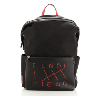 Fiend Backpack Nylon with Printed Leather