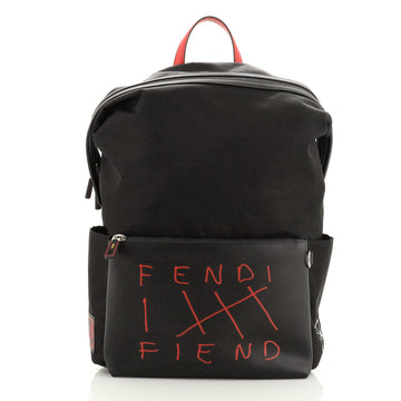 Fiend Backpack Nylon with Printed Leather