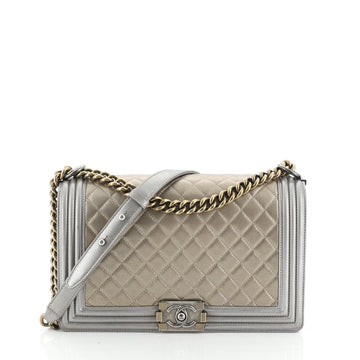 Bicolor Boy Flap Bag Quilted Metallic Calfskin New Medium