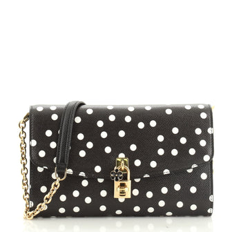 Padlock Chain Clutch Printed Leather