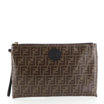 Fendi Double F Zip Pouch Zucca Coated Canvas 