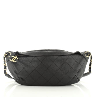 Zip and Carry Waist Bag Quilted Caviar
