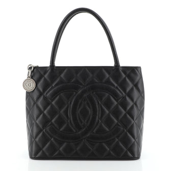 Medallion Tote Quilted Caviar