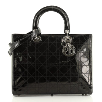 Lady Dior Bag Stitched Cannage Patent Large
