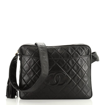 Vintage Diamond CC Slit Pocket Camera Bag Quilted Leather Medium