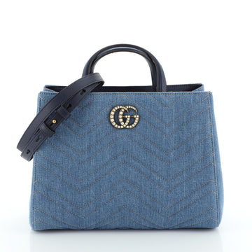 Pearly GG Marmont Tote Matelasse Denim Small