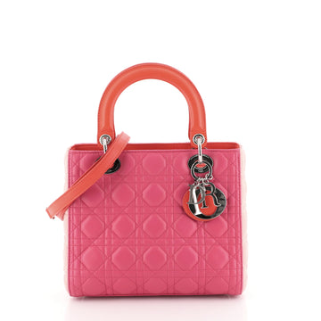 Tricolor Lady Dior Bag Cannage Quilt Leather Medium