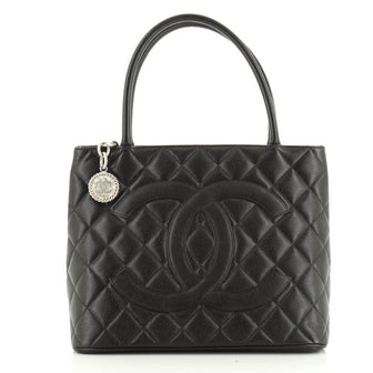 Medallion Tote Quilted Caviar