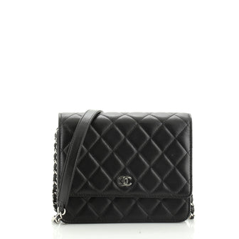 Square Wallet on Chain Quilted Lambskin